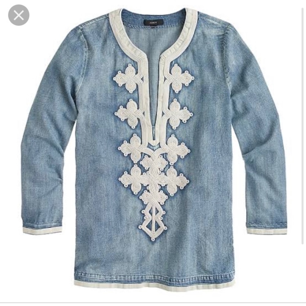 J Crew Embroidered Chambray Tunic 12P